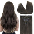 GOO GOO Clip in Hair Extensions Real Human Hair, Remy Human Hair Extensions Clip ins for Women, Natural Human Hair, 18inch 130g 7Pcs, 1C Mocha Brown