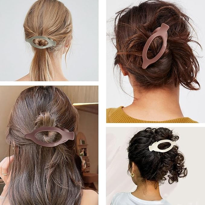 6 Packs Flat Claw Clips for Women, French Flat Hair Clip, Matte Curved Hair Claws Clip for Thin Thick Hair, Lay Down Claws Clips, Durable Strong Hold Hair Clip, Christmas Gifts (Wine Red)
