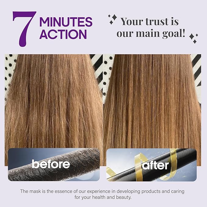 Hydrating Hair Mask – Post Hair Relaxer for Damaged & Dry – Deep Conditioning Keratin Treatment for Curly & Color-Treated – Soft, Smooth, Anti-Frizz & Split Ends Repair with Collagen, Biotin – 10 oz