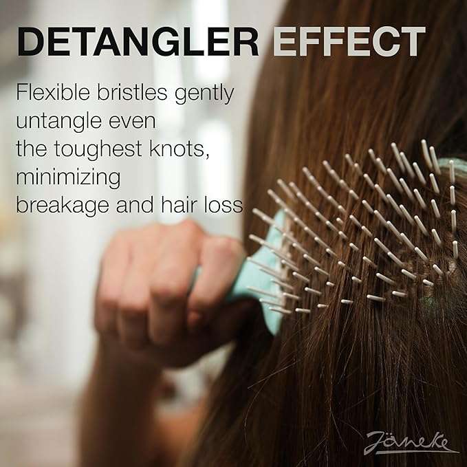 Janeke Superbrush Detangling Brush for Soft Smoothing Hair Brushing with Anti-Static Bristles - Vented Wet Hair Brush for Blow Drying Use - Perfect for Curly, Thick, Wavy, Fine Hair Types (Pink)