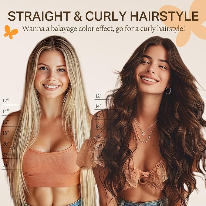 DOORES Hair Extensions Clip in Human Hair, Medium Brown Highlighted Dirty Blonde 150g 9pcs 20 Inch, Real Straight Hair Extensions Remy Extensions