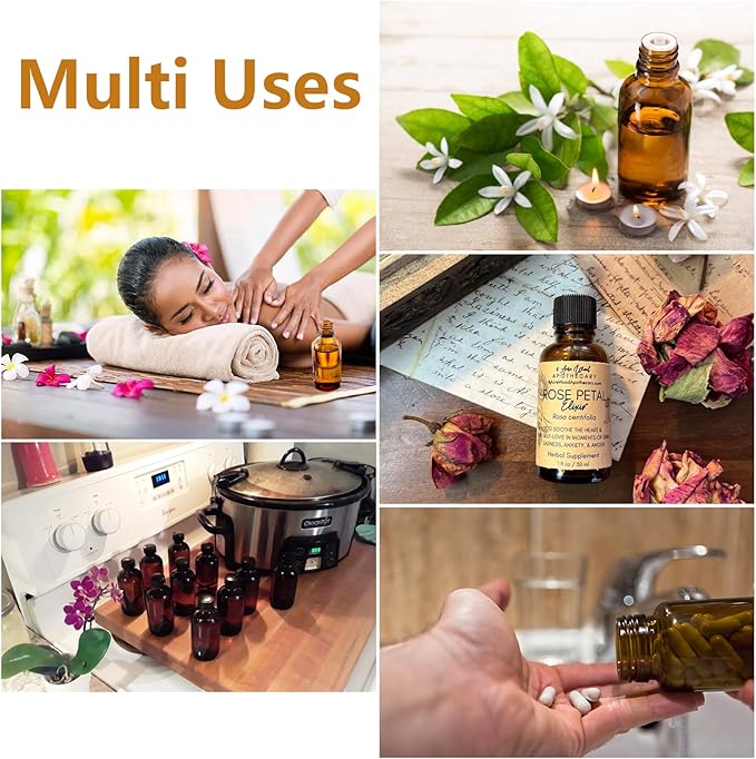 24 Pack 2oz Amber Glass Bottles for Vanilla Extract, Boston Round Leak-Proof Brown Glass Jars with Caps, Bonus Funnel - Ideal for Homemade Extracts, Essential Oils, DIY Christmas Party Gift Supplies
