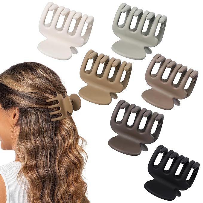 6 Pcs Hair Clips Small Claw Clips for Thin Hair Medium Matte Non-slip Hair Accessories for Women and Girls (Regular)