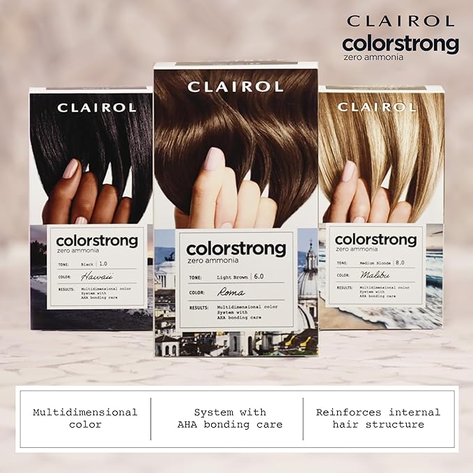 Clairol ColorStrong Permanent Zero Ammonia Hair Dye, 6.0 Light Brown - Roma Hair Color, Pack of 1