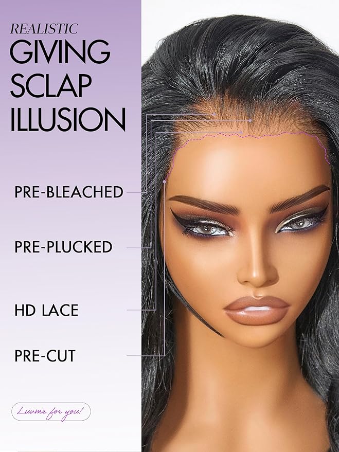LUVME HAIR All-Day Comfort 100% Human Hair Loose Body Wave 5x5 Lace Front Wig Glueless Wigs Human Hair Pre Plucked Pre Cut Long Black Wig Lace Closure Wigs Frontal Wigs