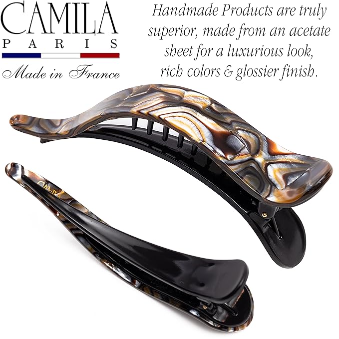 Camila Paris CP2509 French Hair Clip for Women, Alligator Clip, Duckbill Girls Hair Claw Clips Jaw Fashion Durable and Styling Hair Accessories for Women, Strong Hold No Slip Grip, Made in France