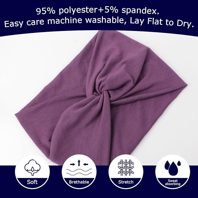 Extra Wide Headbands for Women Large Turban Headband Non Slip Boho Elastic Hairband Hair Twisted Knot Head Bands Accessories