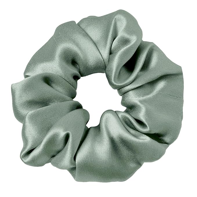 LILYSILK Silk Hair Scrunchies for Frizz & Breakage Prevention 100% Mulberry Silk Hair Ties No Damage Elastic Silk Ponytail Holders, 1Pc, Avocado Green