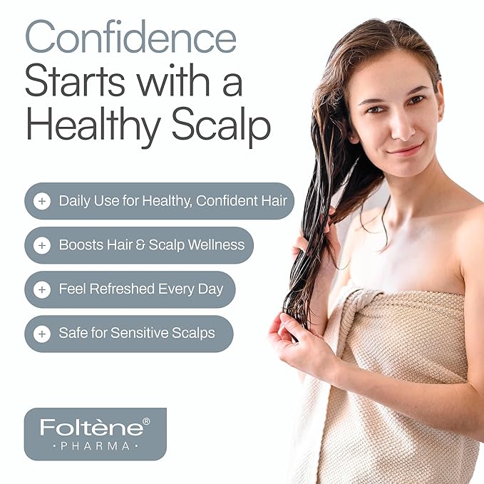 Foltene Anti Dandruff Shampoo for Men & Women – Dry Scalp Shampoo for Itchy & Oily Scalp – Dandruff Treatment with Piroctone Olamine & Salicylic Acid – Sulfate-Free formula – 6.76 fl oz