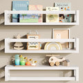 Upgraded Thick Floating Shelves - Multi-Use Wall-Mounted Bookshelves for Kids and Nursery, Ideal for Books, Toys, Spice Rack, Decor - White