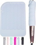 Heysam Heat-Resistant Silicone Mat/Non-Slip Vanity Pad for Hair Styling Tools-Hair Straighteners, Curling Irons and Flat Irons, Food-Grade Silicone, Suitable for Home, Travel, Salon Use, 9"x6.5"-Blue