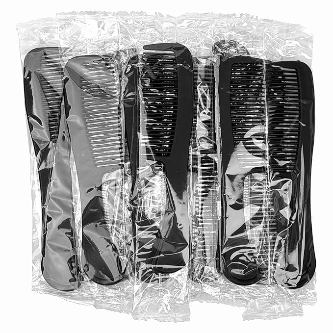 Bulk Hair Combs, Combs Individually Wrapped, Hair Combs in Bulk for Women, Kids, Hotel, Airbnb, Shelter, Homeless, Charity, and Church (Black) (5.9 inches, 150, Count)