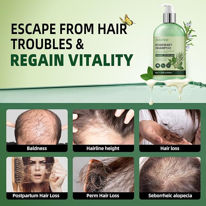 Rosemary Shampoo for Hair Growth: Thickening & Regrowth Shampoo with Tea Tree Oil Mint Biotin for Anti-Hair Loss & Thinning Hair for Women & Men - Strengthening Plant Formula, Sulfate Free