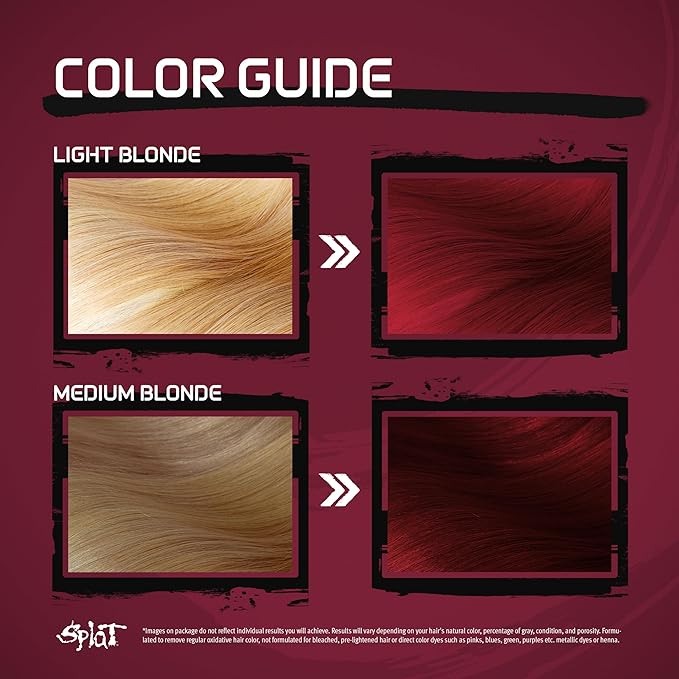 Splat Crimson Obsession Semi Permanent Hair Dye Kit with Bleach, 1 Application, Includes Red Hair Dye, Oxide & Bleach Powder, Vegan & Cruelty Free Hair Color