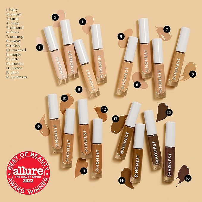 Honest Beauty Fresh Flex Concealer with Niacinamide + Vitamin E + Hyaluronic Acid | Vegan + Cruelty free | Nutmeg, 0.17 fl oz