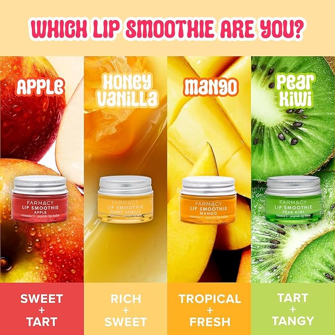 Farmacy Peptide Lip Balm - Lip Smoothie Hydrating Lip Balm with Vitamin C to Visibly Plump + Smooth Lip Lines - Nourishing Lip Treatment with a High-Gloss Finish - Mango (10g)