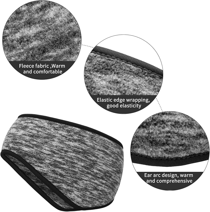 Blulu 3 Pcs Fleece Ear Warmers for Men Women Headband Cover Ear Muffs for Cold Weather Winter Running Cycling Ski