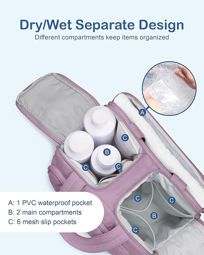 TOPDesign Travel Toiletry Bag for Women, Puffer Large Toiletry Bag, Lightweight Cosmetic Makeup Organizer with Handle for Traveling, Accessories, Essentials, Toiletries (Purple)