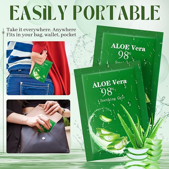 30 Pcs Aloe Vera Gel Bulk Travel Size Soothing Gel 98% Organic Aloe Vera Moisturizer for Skin and Hair Face Moisturizer for Sunburns Relief, Razor Burns, DIY Skincare