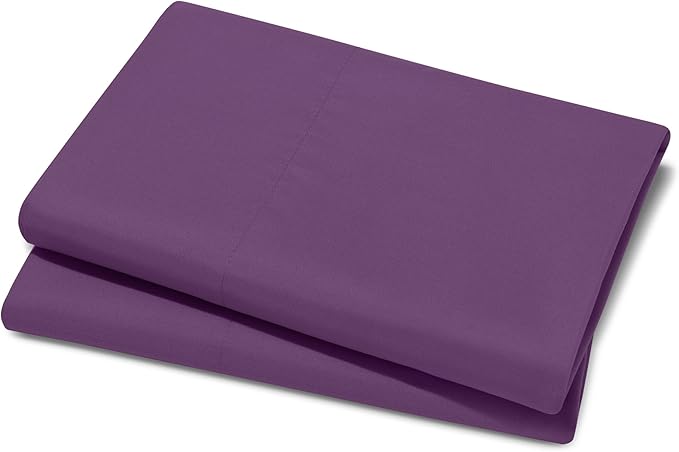 Bare Home Microfiber Pillow Cases - Queen Size Set of 2 - Cooling Pillowcases - Double Brushed - Easy Care - Envelope Closure (Queen Pillowcase Set of 2, Plum)