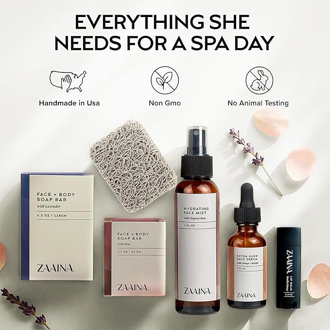 ZAAINA Spa Gifts for Women - Relaxation Spa Kit, Holiday Spa Gift Basket, Pampering At Home Natural Bath & Body Self Care Spa Package, Christmas Gifts for Mom Wife, Birthday Gifts for Women