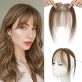 Benehair Clip on Bangs Human Hair, Front Hair Extensions for Women Hair Pieces with Temples for Daily Wear (Medium Brown)