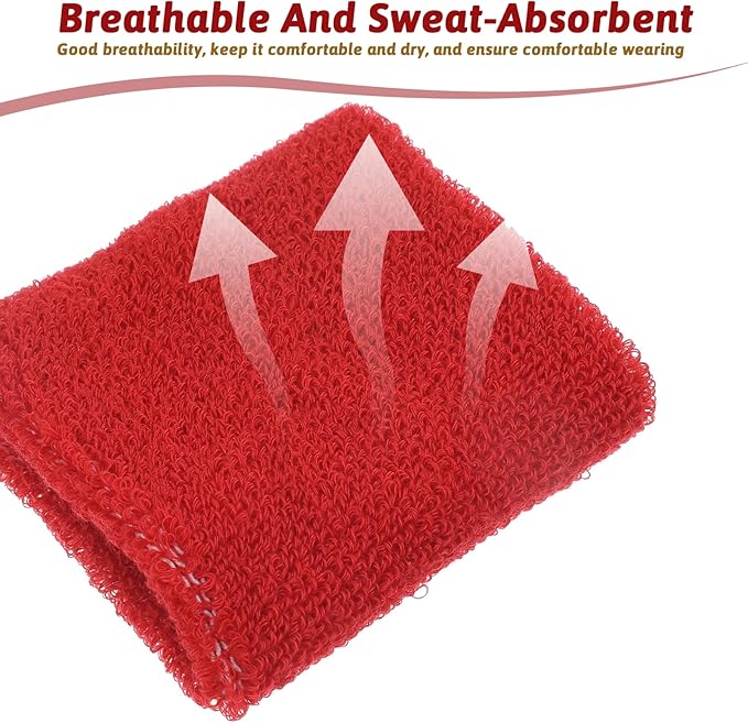 6PCS Sweatband Set, Headband and Wristband Set of 2PCS Sports Headband and 4PCS Wristband Breathable Sports Band for Women Basketball Soccer Yoga Badminton Tennis(Red)