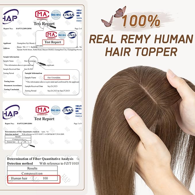 Rich Choices Real Human Hair Toppers for Women With Bang 100% Remy Human Hair Topper for Thinning Hair Clip in Silk Base Hair Topper 6 Inch #4R Chestnut Brown