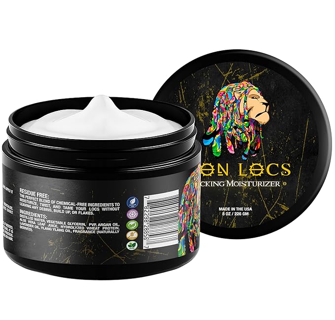 Lion Locs Hair Locking Dreads Moisturizer for Dreadlocks, Locks, Microlocs, Interlocks, Braids, Fauxlocs, Sisterlocks | - Large Container Residue and Build-Up Free (8oz) (Regular)