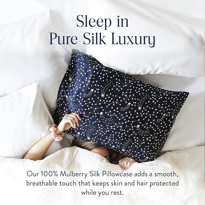 Brooklinen Mulberry Silk Pillowcase – 100% Pure Silk Pillow Case, Soft & Durable, Anti-Friction Comfort, Hight Quality Smooth Texture – Machine Washable & Breathable – King Size (Celestial)