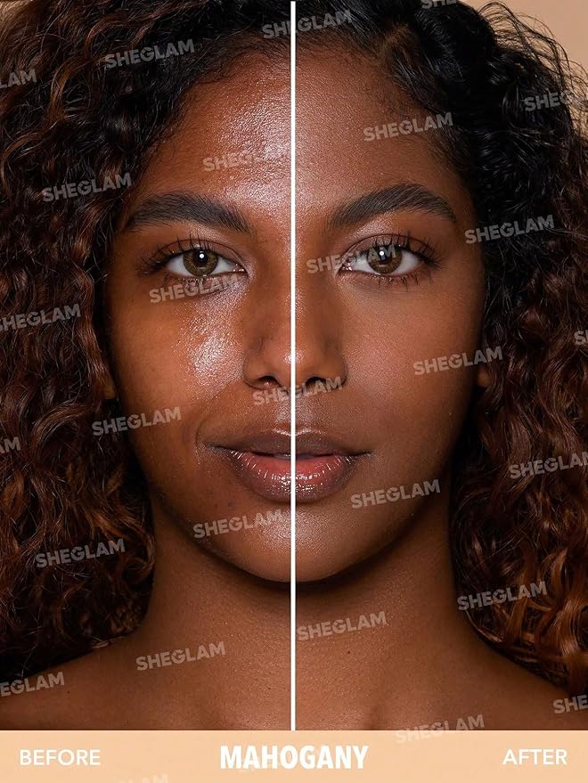 SHEGLAM SKin-Focus Full Coverage Powder Foundation Oil-Control Lightweight Face Pressed Powder Makeup-Golden