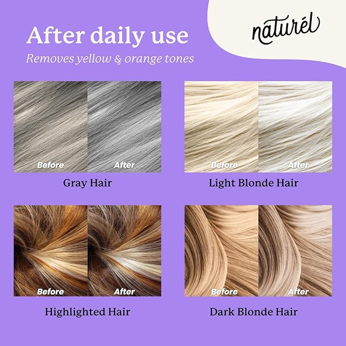 Naturel Purple Toning Conditioner Bar, Blonde or Grey Hair Toning Conditioner Bar with Biotin,Almond Oil, Vitamin B5 and E, Vegan, Zero Waste, Cruelty Free, Made in USA