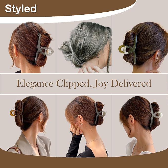 Big Hair Claw Clips 4-Pack 4.3" Non-Slip Hair for Women and Girls with Long, Thick Hair Jelly & Matte Clips (Jelly-A 4pcs 4.3")