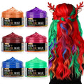 6 Colors Temporary Hair Color Wax for Christmas Party-Green Purple Orange Pink Red Blue Washable Dye for Kids, Men&Women | Stocking Stuffers | Non-Sticky Hair Dye Wax for Cosplay Party&Daily Fun(4 oz)