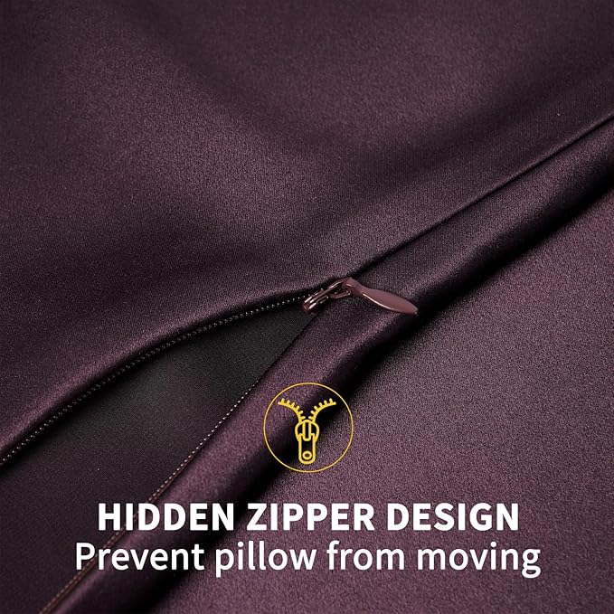 ZIMASILK 100% Pure Mulberry Silk Pillowcase for Hair and Skin Health,Soft and Smooth,Both Sides Premium Grade 6A Silk,600 Thread Count,with Hidden Zipper,1pc (Queen 20''x30'',Eggplant Purple)