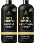 Rice Protein Shampoo and Conditioner Set | 16 fl oz Each | with Batana Oil & Ginseng | Strengthening, Thickening & Clarifying Formula | Supports Hair Growth & Repair