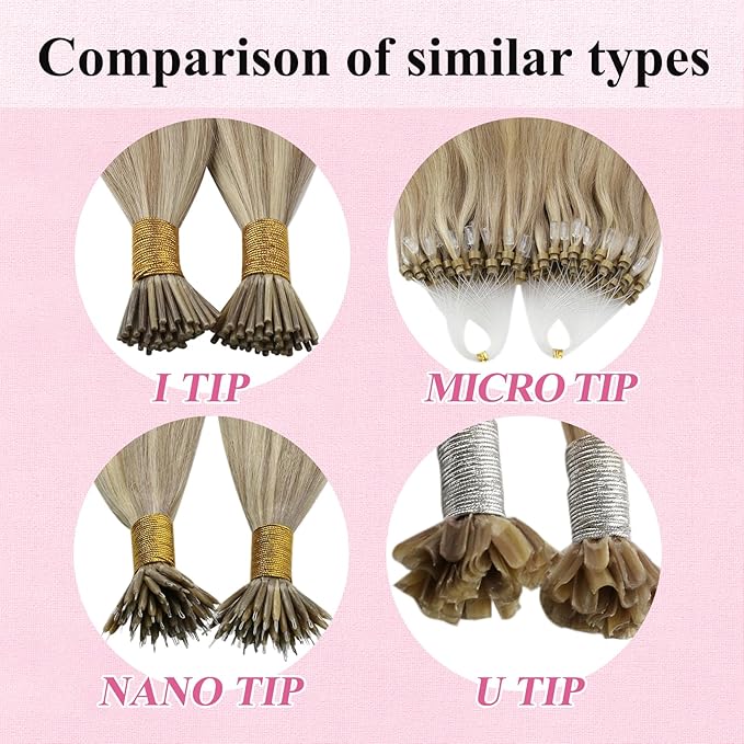 YoungSee Micro Link Hair Extensions Human Hair Blonde Microloop Hair Extensions Human Hair Highlight Blonde and Golden Blond Invisible Bead Hair Extension 20In 50g 50s for Date Nights
