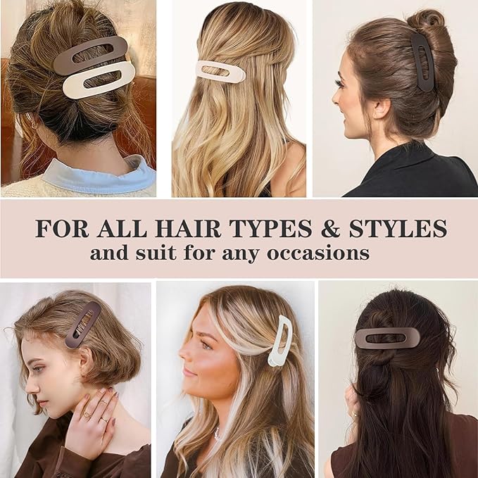 5 Pcs Flat Hair Clips, Medium Lay Flat Claw Clips for Women Girls,Strong Hold Non-slip Matte Hair Claws for Thick Thin Hair(Classic)