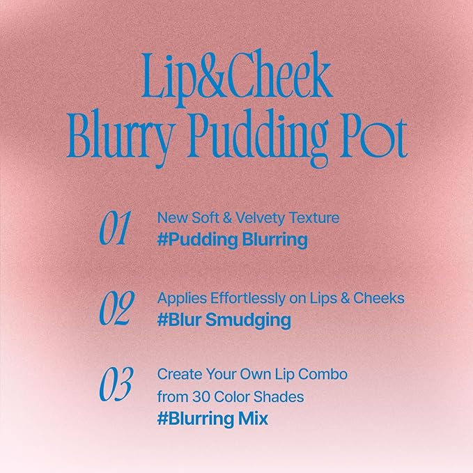 Lip&Cheek Blurry Pudding Pot | Faded Moment - Feel'n | Makeup Blush, Buildable Lightweight, Multi-Use Soft Matte Finish | 5g
