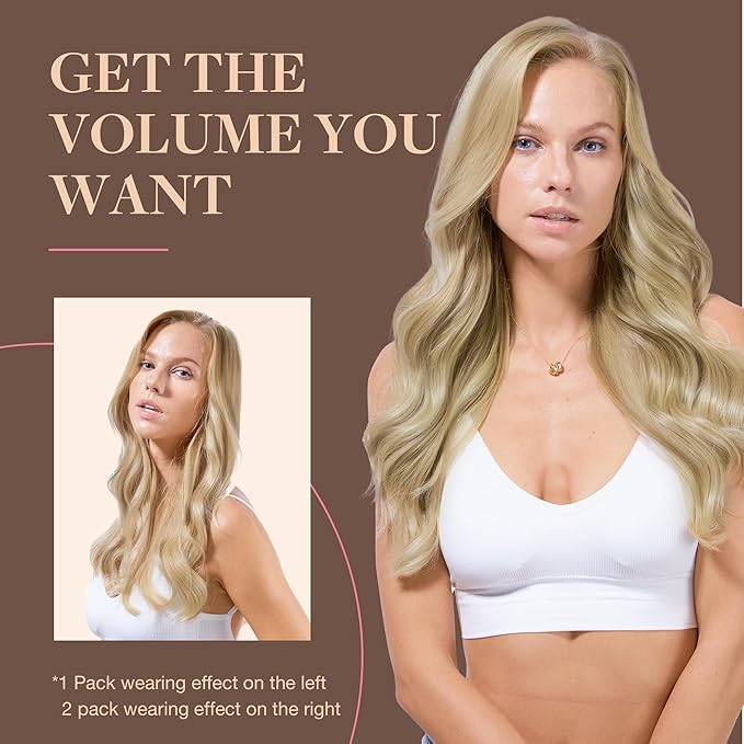 GOO GOO Clip in Hair Extensions Real Human Hair, Remy Human Hair Extensions Clip ins for Women, Natural Human Hair, 20inch 120g 7Pcs, 8A/22 Medium Brown Highlighted Golden Blonde