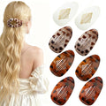 8Pcs Flat Square Hair Clips Large Claw Clips for Thick Medium Thin Hair Non Slip Strong Hold Barrettes French Duckbill Accessories for Women Girls Leopard