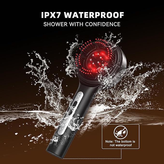 Hair Growth Comb, 3 in 1 Hair Growth Brush Electric Scalp Massager Oil Applicator High Frequency Comb, IPX7 Waterproof Portable Head Massager for Home & Travel