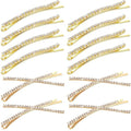 12 Pieces Rhinestone Bobby Pins Decorative Fancy Crystal Hair Clips Shiny Metal X Shaped Barrettes Bling Diamond Wedding Bridal Shower Hair Accessories for Women Ladies Girls (Gold)