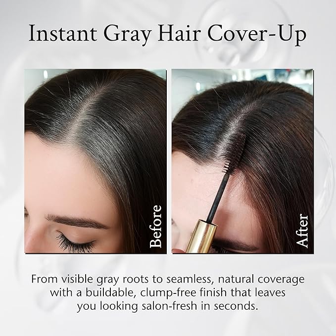 Boyd’s Brush It Away | Grey Hair Root Touch Up for Women & Men | Temporary Hair Color Mascara | Quick-Dry Water-Resistant Concealing Formula | Black, 4-Pack