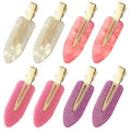 8 Pcs No bend Hair Clips No Crease Makeup Hair Clip Duckbill Clip No Dent Creaseless Alligator Hair Barrettes for Salon Hairstyle Women Girls Makeup Accessories (Acrylic Resin-PinkPink)