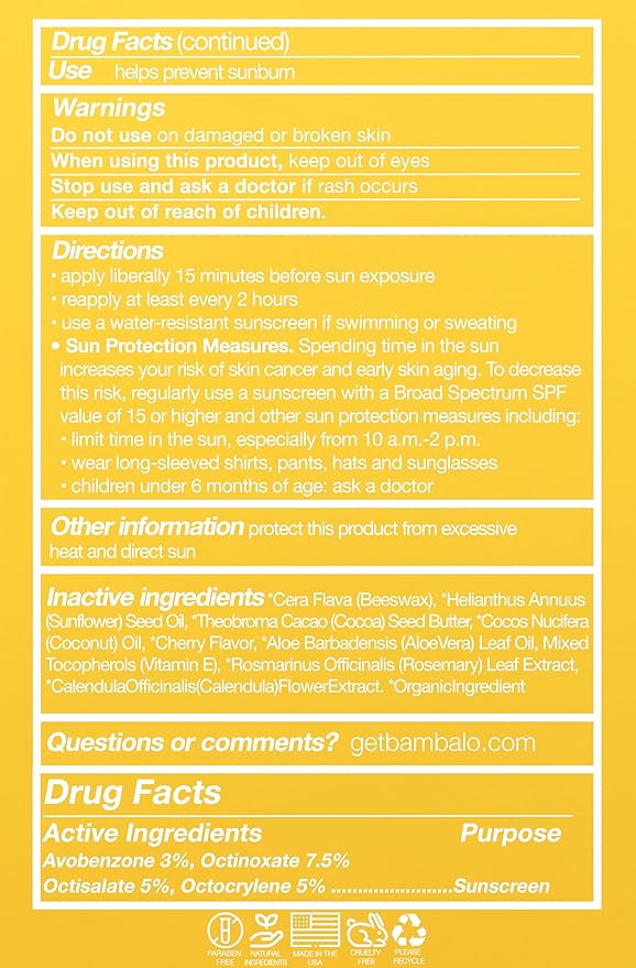 4-Pack Cherry SPF 15 Lip Balm - Organic Ingredients, Broad Spectrum UVA/UVB Protection - Hydrating & Moisturizing, USA Made