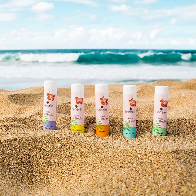 Hanalei Lip Balm and Moisturizer - Natural Kukui Oil and Beeswax Lip Moisturizer to Hydrate and Replenish Dry, Chapped Lips - Made in USA - Vanilla