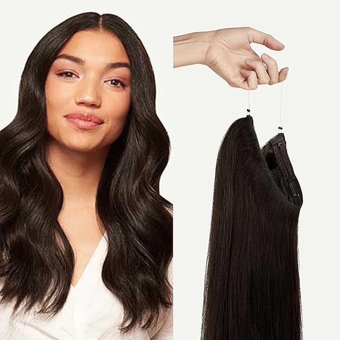 Luxy 100% Remy Human Hair – Halo Clip-In Hair Extensions –Natural Looking Volume & Length - One-Piece - Easy 5-Min Application 180 grams 20" Mocha Brown Halo