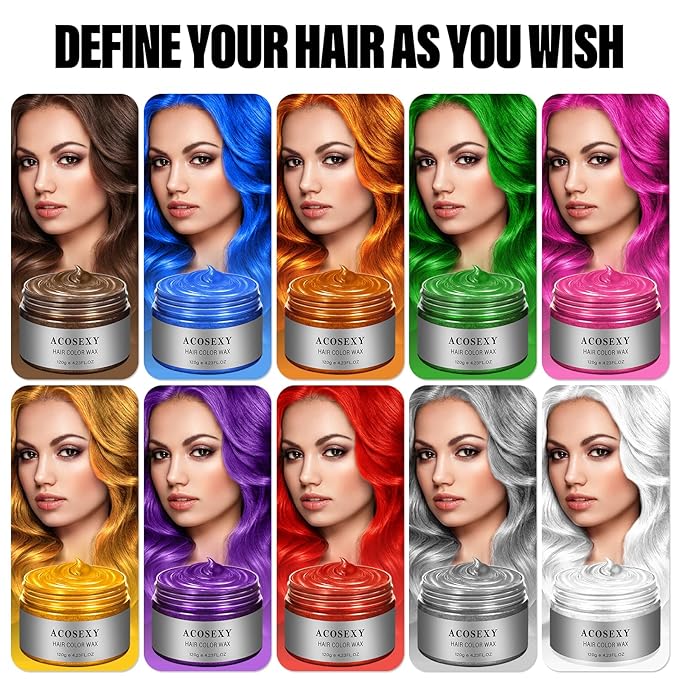 Temporary Hair Color Wax Dye,Hair Spray Color, Natural Hair Wax Color, Kids Temporay Hair Wax Dye Ash for Halloween Cosplay,Party,Masquerade (Brown, 120g)