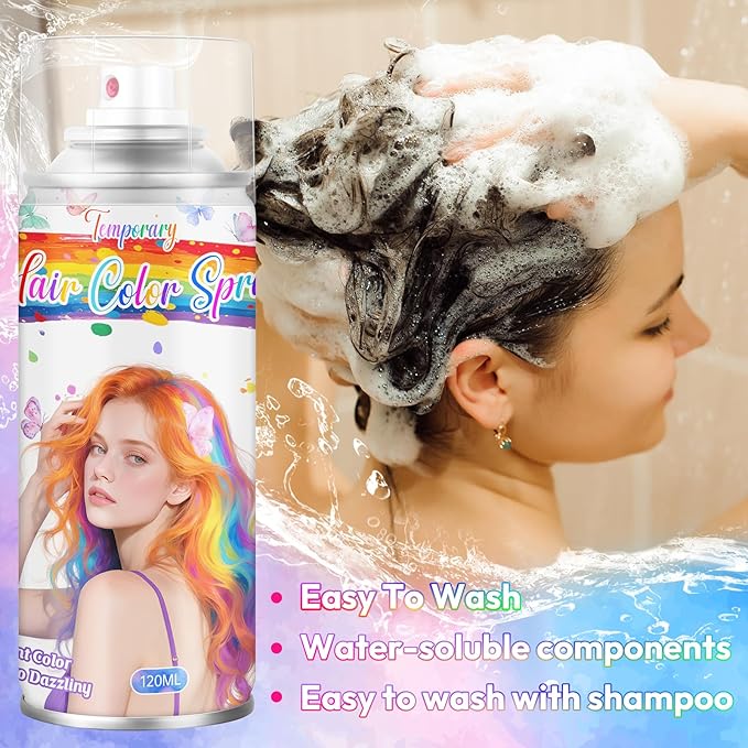Pink Temporary Hair Color Spray for Kids & Women- Washable Root Touch Up Hair Dye, Non-Sticky Hair Wax for Christmas,Cosplay,Parties (120ML, Pink)